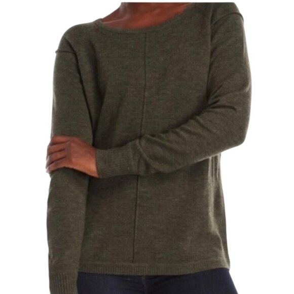 French Connection Sweater‎ Women Small Green Knit Round Neck Hi Low Hem Pullover - Picture 1 of 14